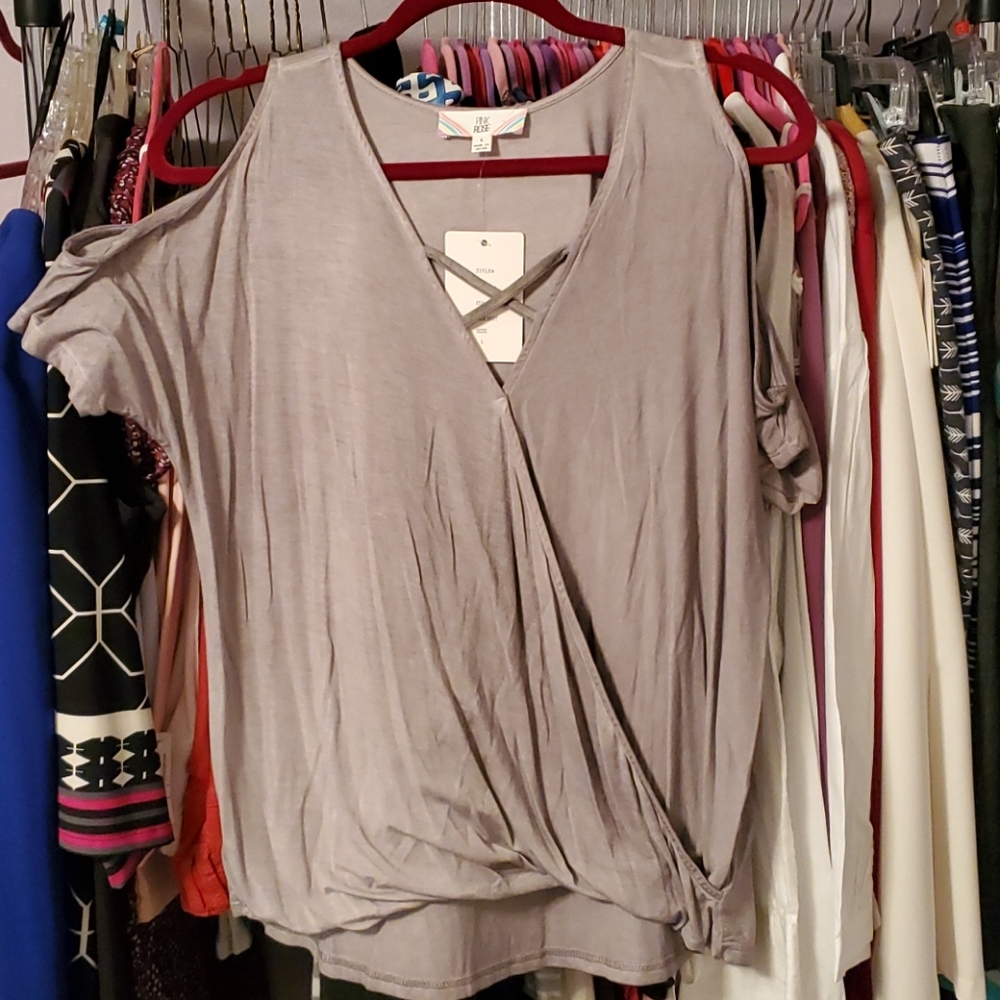 Pink Rose cold shoulder t-shirt